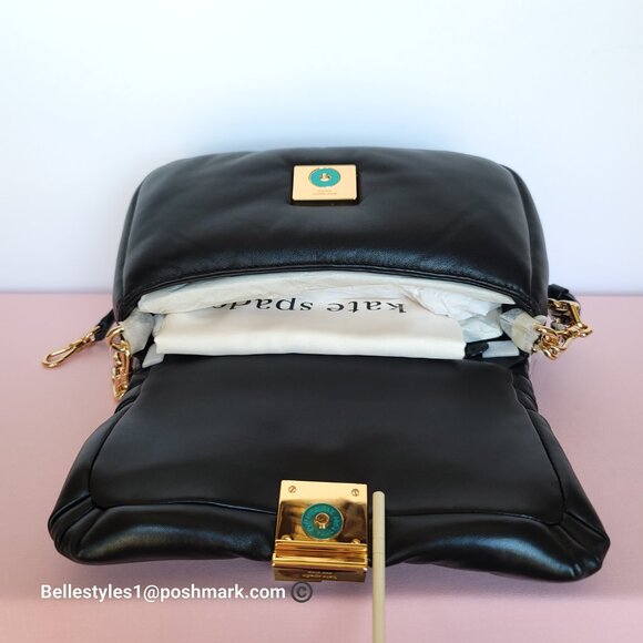 KATE SPADE Dakota Puffy Smooth Leather Convertible Crossbody Bag- Black🎈$248⭐ - Picture 12 of 16